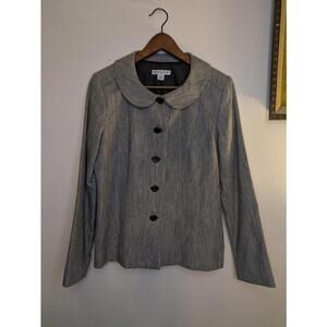 Pendleton Women's Wool Silk Blend Blazer Size 6 Grey Wavy Peter Pan Collar
